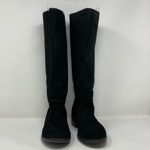 Black soft suede knee high riding boots 7